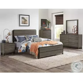 Vestavia Antique Gray And Dark Brown Panel Bedroom Set
