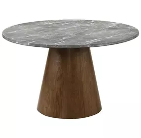 Franklin Gray and Dark Oak 50" Round Marble Top Dining Table