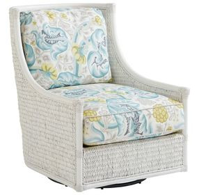 Ocean Breeze Preston Blue Upholstered Swivel Chair