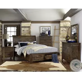 Jerrick Burnished Brown Sleigh Platform Bedroom Set