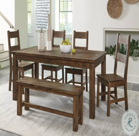 Jerrick Burnished Brown Dining Room Set