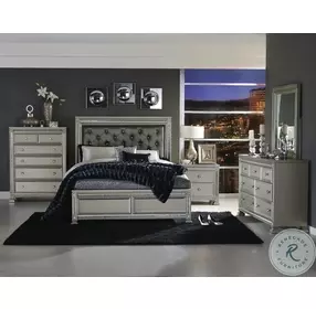 Bevelle Silver And Gray Upholstered Panel Bedroom Set