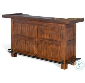 Golden Hearth Medium Brown 78" Farmhouse Wood Home Bar