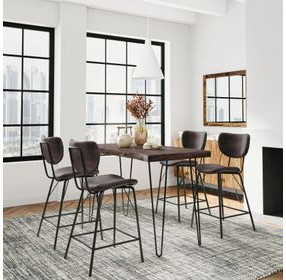 Nature's Edge Slate and Dark Brown Upholstered 5 Piece Counter Height Dining Set