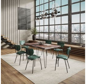 Nature's Edge Slate and Jade Upholstered 7 Piece Dining Set