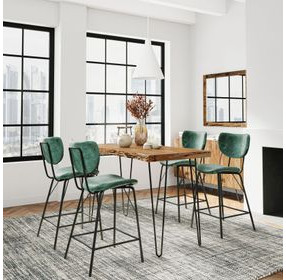 Nature's Edge Natural and Jade Upholstered 5 Piece Counter Height Dining Set