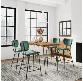 Nature's Edge Natural and Jade Upholstered 5 Piece Counter Height Dining Set