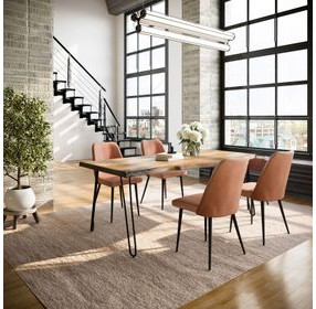 Nature's Edge Natural and Light Brown Upholstered 5 Piece Dining Set