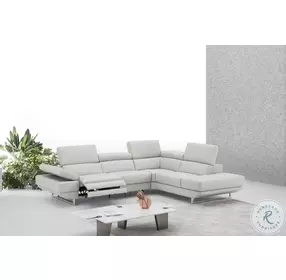 The Annalaise Silver Gray Italian Leather Reclining RAF Sectional