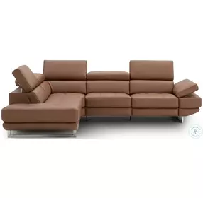 The Annalaise Caramel Italian Leather Reclining Sectional