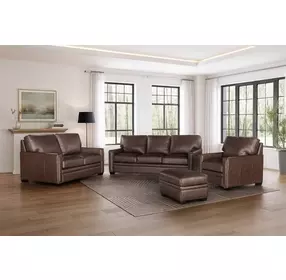 Dalton Brown Chestnut Leather Living Room Set