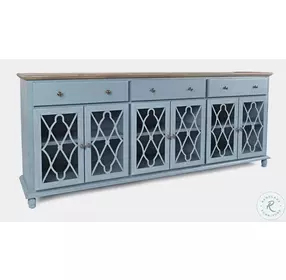 Aurora Hills Brushed Blue 6 Door Accent Cabinet