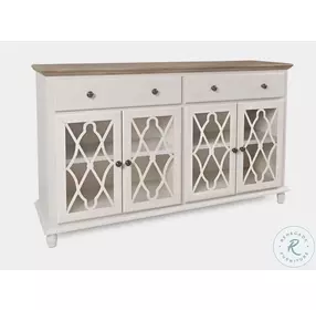 Aurora Hills Brushed White 4 Door Accent Cabinet