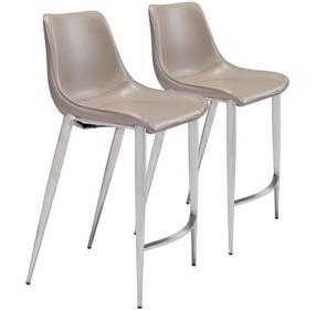 Magnus Gray And Silver Counter Height Chair Set Of 2
