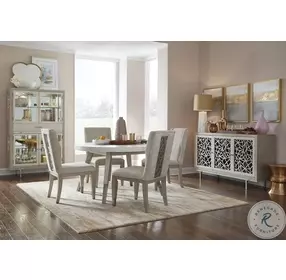 Lenox Warm Silver and Acadia White Round Dining Room Set