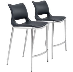 Ace Black And Brushed Stainless Steel Counter Chair Set Of 2