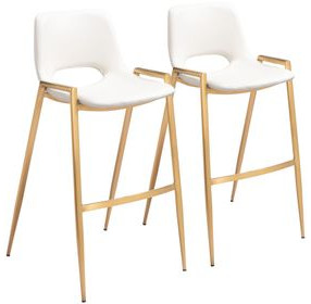 Desi White and Gold Bar Stool Set of 2