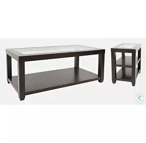 Urban Icon Merlot Rectangular Glass Inlay Occasional Table Set