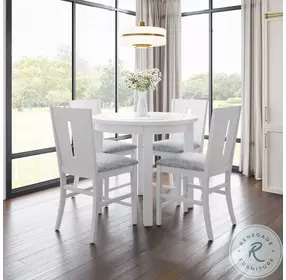 Urban Icon White Round Glass Inlay Counter Height Dining Room Set
