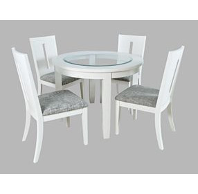 Urban Icon White and Gray Upholstered 5 Piece Dining Set