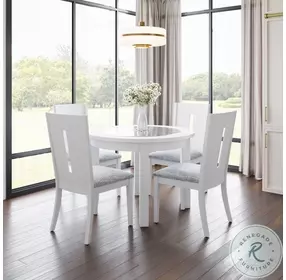Urban Icon White Round Glass Inlay Dining Room Set