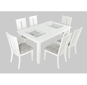 Urban Icon White and Gray Upholstered 7 Piece Dining Set