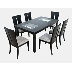 Urban Icon Black and Gray Upholstered 7 Piece Dining Set