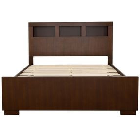 Jessica Cappuccino California King Storage Panel Bed with Bookcase and LED Light