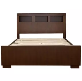 Jessica Cappuccino California King Storage Panel Bed with Bookcase and LED