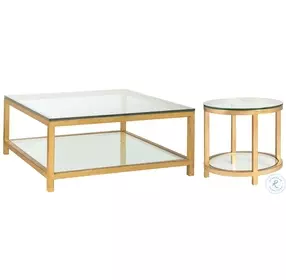 Metal Designs Gold Leaf Per Se Square Occasional Table Set