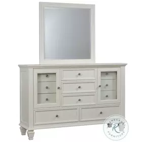Sandy Beach Cream White 11 Drawer Dresser with Mirror