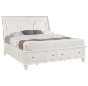 Sandy White King Storage Sleigh Bed