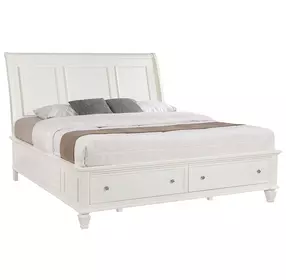 Sandy Beach White Storage Sleigh Bed