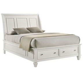 Sandy White Queen Storage Sleigh Bed