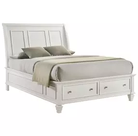 Sandy White Queen Storage Sleigh Bed