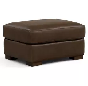 Inglewood Vintage Brown Cigar Leather Upholstered Rectangular Ottoman
