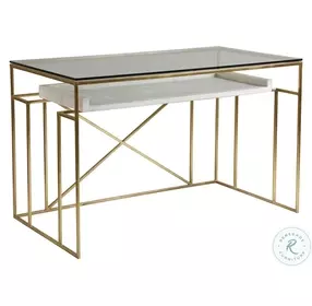 Signature Designs Gold Foil And White Cumulus Writing Table