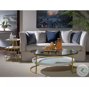 Signature Designs Gold Foil And White Cumulus Large Round Occasional Table Set