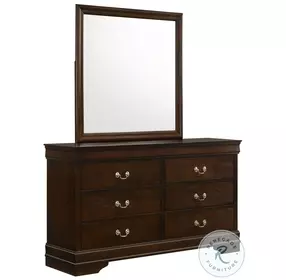Louis Philippe Cappuccino 6 Drawer Dresser with Mirror