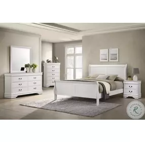 Louis Philippe White Sleigh Bedroom Set