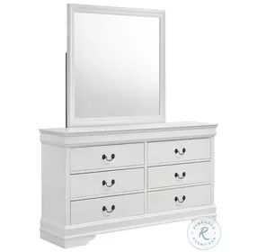 Louis Philippe White 6 Drawer Dresser With Mirror
