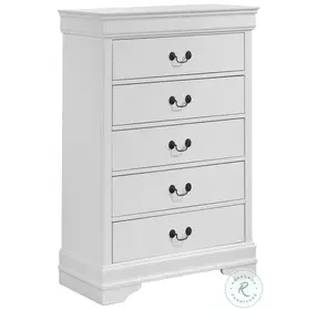 Louis Philippe White 5 Drawer Chest