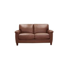 Sherwyn Pecan Leather 64" Loveseat with Nailhead Trim