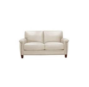 Sherwyn Vanilla Leather 64" Loveseat with Nailhead Trim