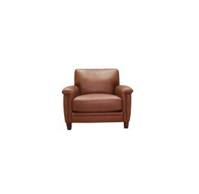 Sherwyn Nutmeg Leather Upholstered Accent Chair with Nailhead Trim