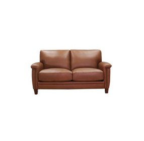 Sherwyn Nutmeg Leather 64" Loveseat with Nailhead Trim