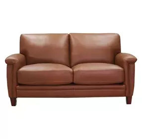 Sherwyn Nutmeg Leather 64" Loveseat with Nailhead Trim