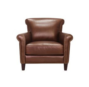 Navrell Pecan Leather Upholstered Accent Chair with Nailhead Trim