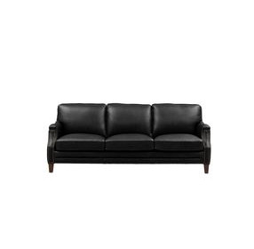 Camden Black Leather 87" Sofa with Nailhead Trim