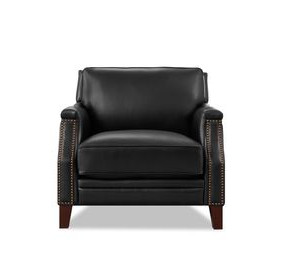 Camden Black Leather Upholstered Accent Chair with Nailhead Trim